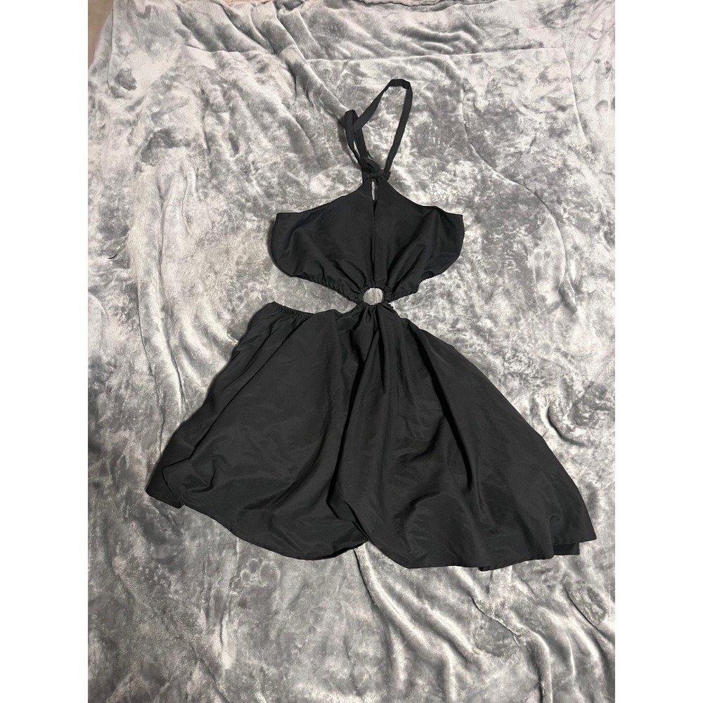 SHEIN Curve Black Halter Cutout O-Ring Mini Dress Plus Size 0XL